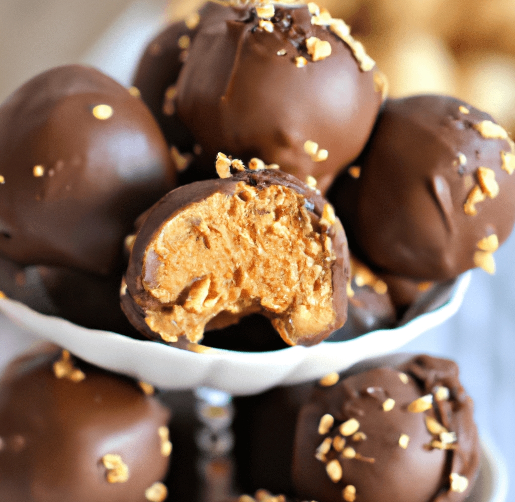 Chocolate Peanut Butter Balls with Rice Krispies 6 Chocolate Peanut Butter Balls with Rice Krispies
