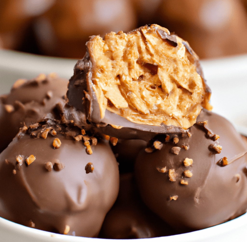 Chocolate Peanut Butter Balls with Rice Krispies 8 Chocolate Peanut Butter Balls with Rice Krispies