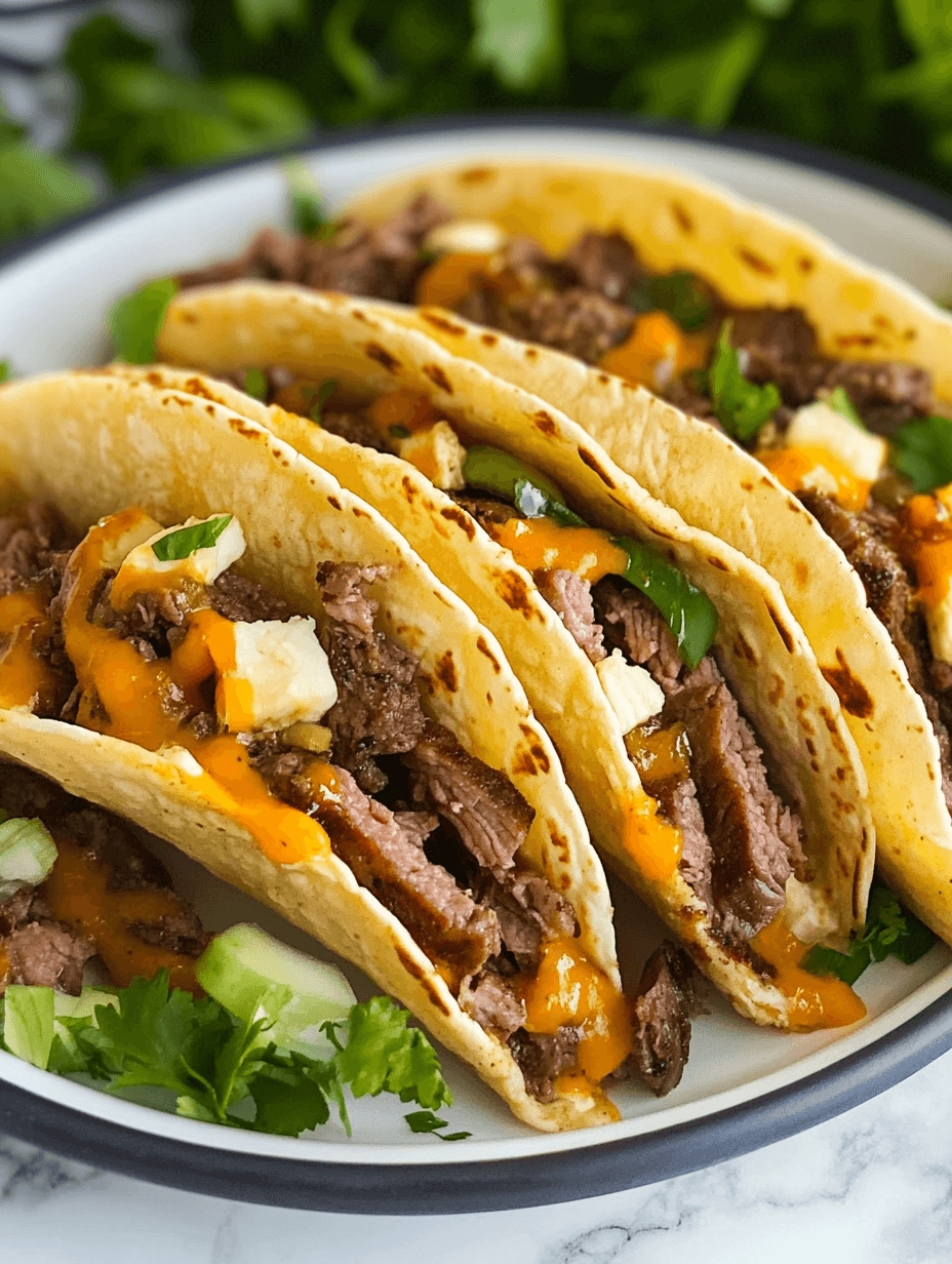 Cheese Steak Tacos with Buffalo Fries 8 Cheese Steak Tacos with Buffalo Fries