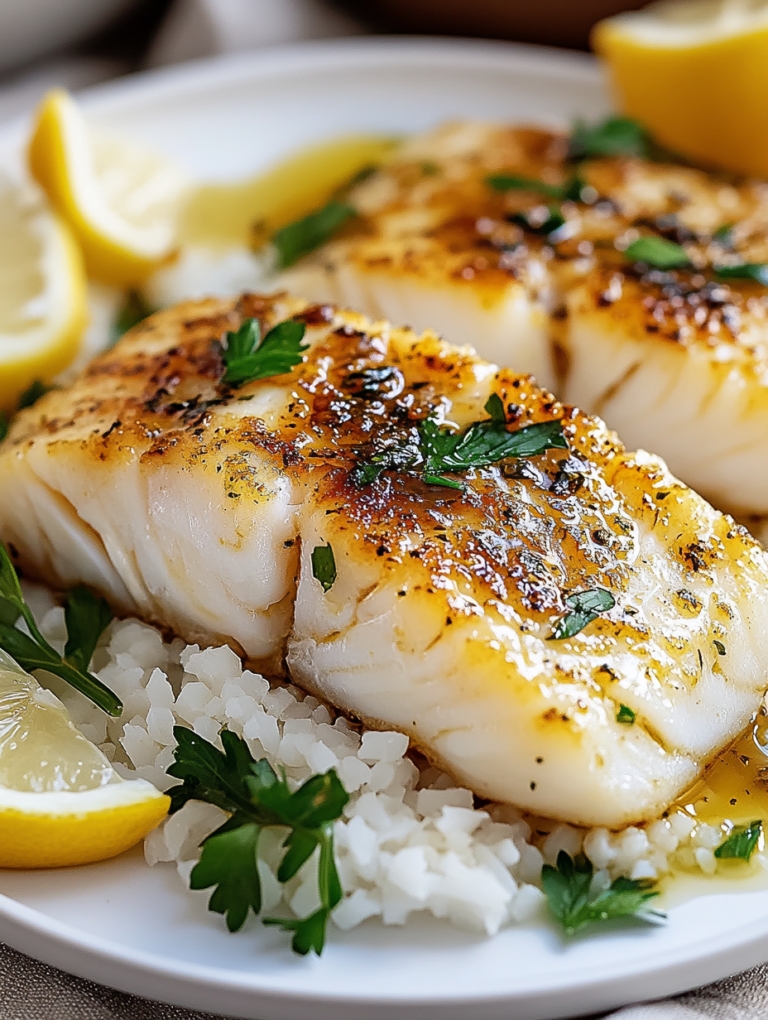 Golden Seared Cod with Herb Butter Sauce