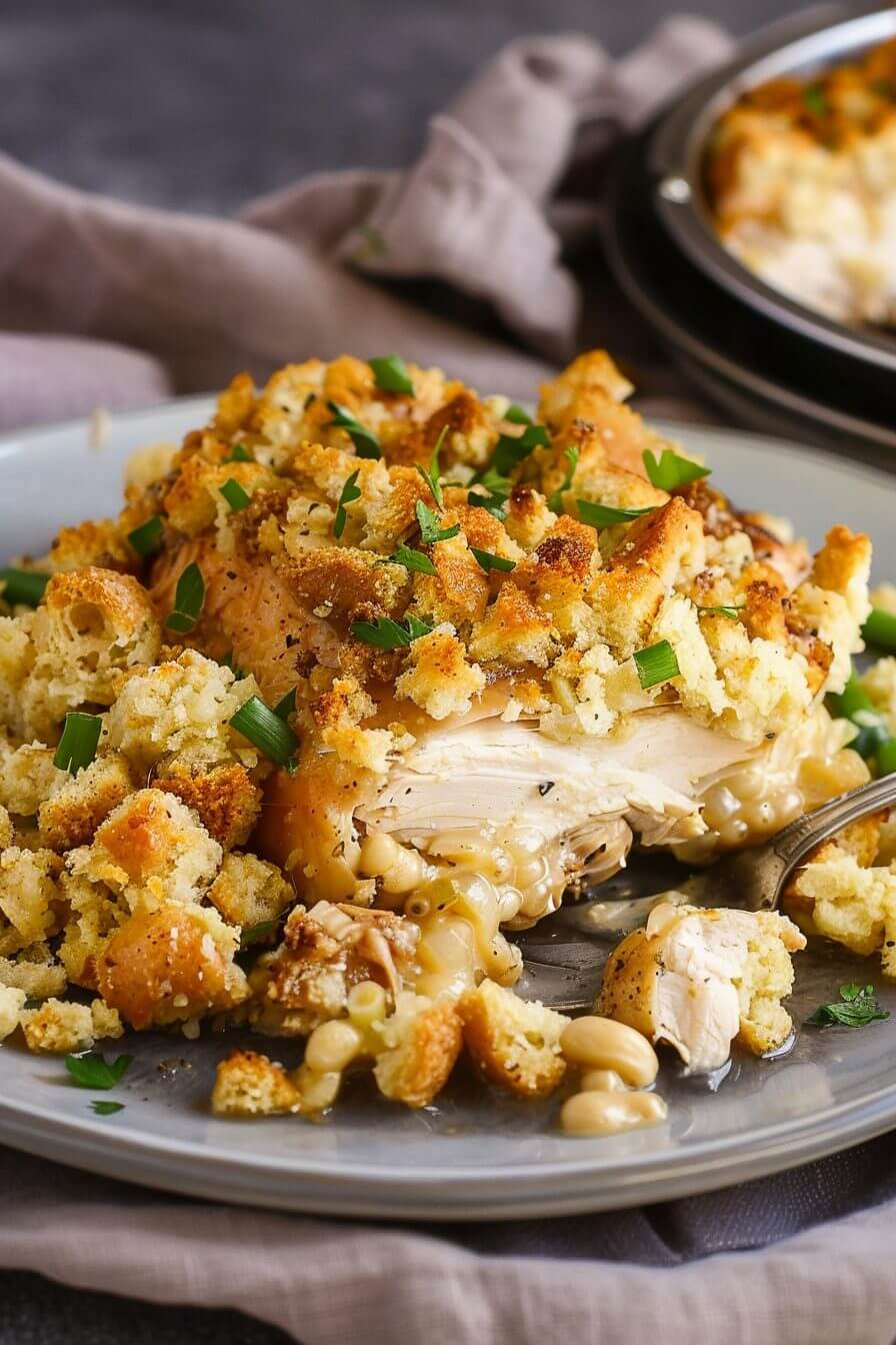 4-Ingredient Slow Cooker Chicken with Stuffing