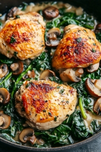 Chicken, Spinach, and Mushroom Skillet
