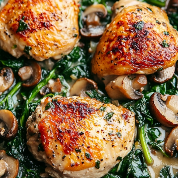 Chicken, Spinach, and Mushroom Skillet