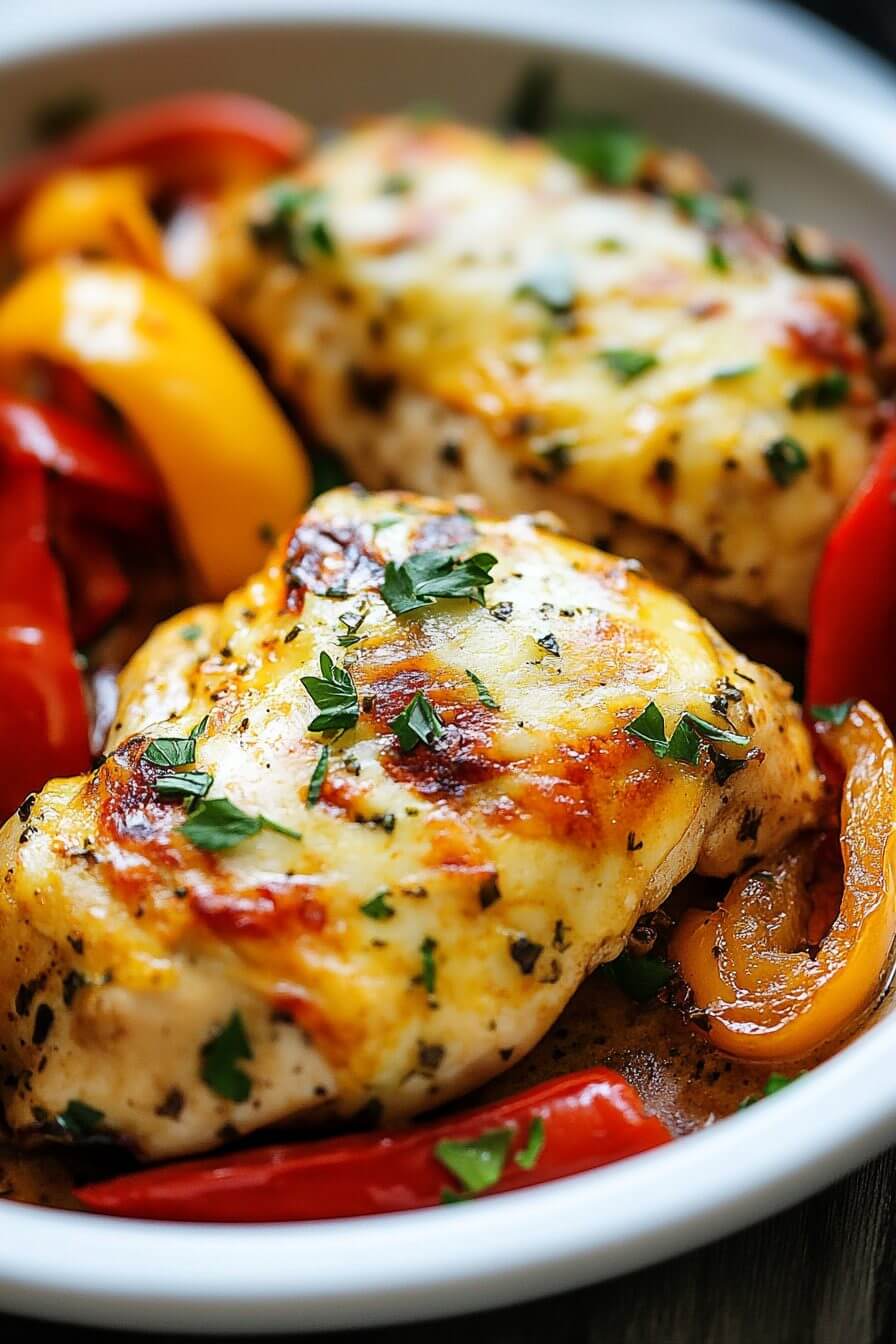 Cheesy Baked Chicken and Peppers