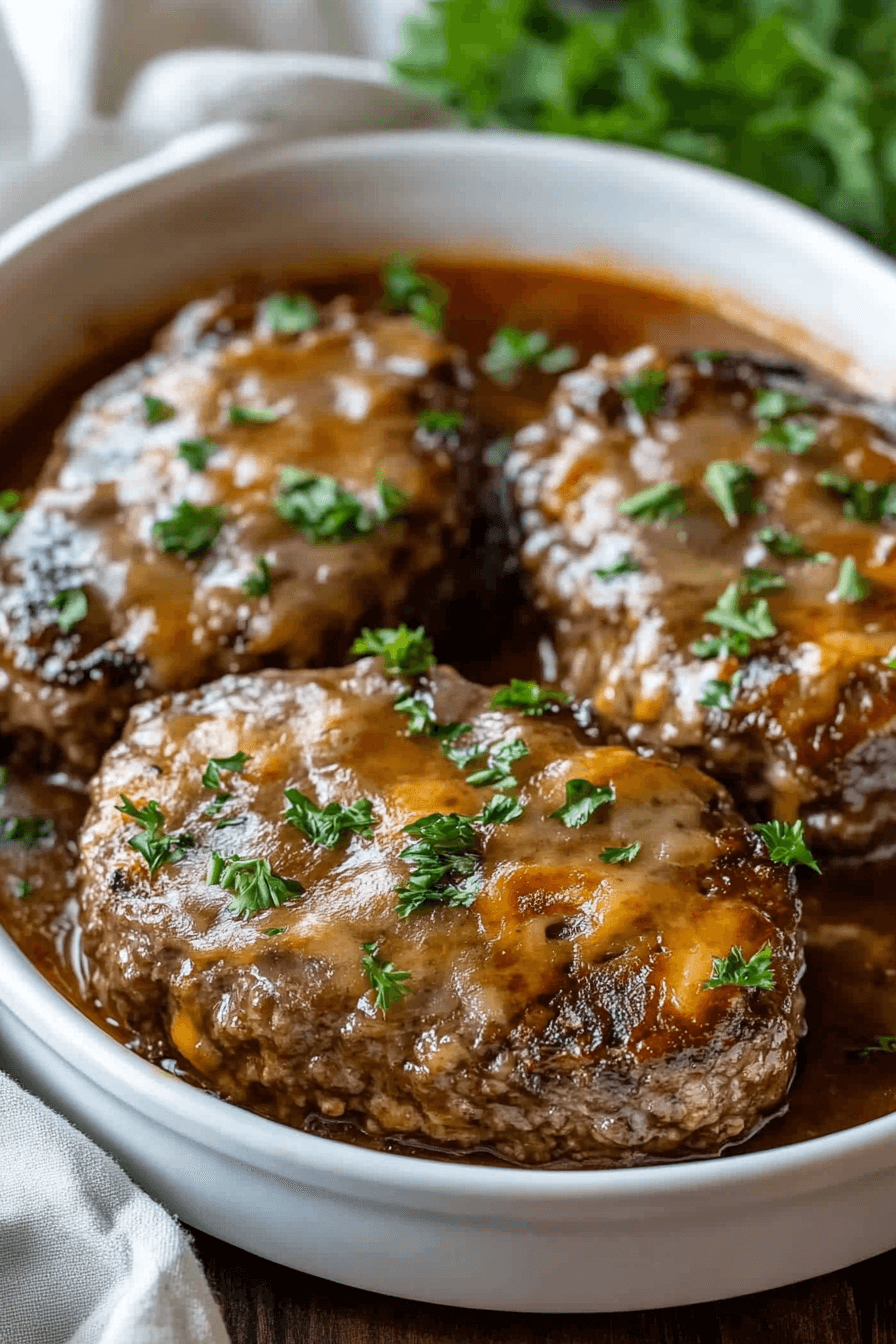 Two pieces of Amish Hamburger Steak Bake