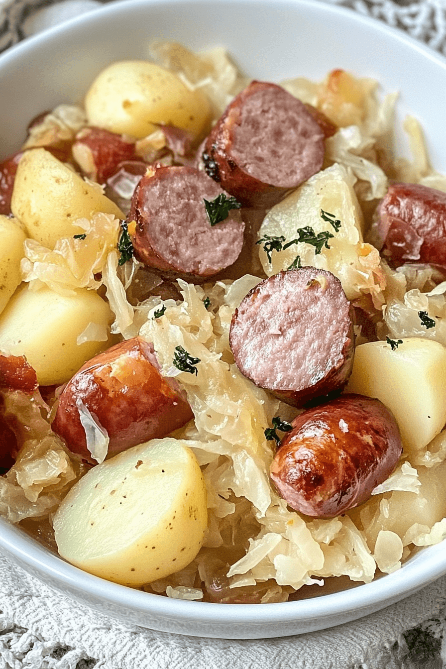 Polish sausage Sauerkraut and potatoes Taste Of Recipe