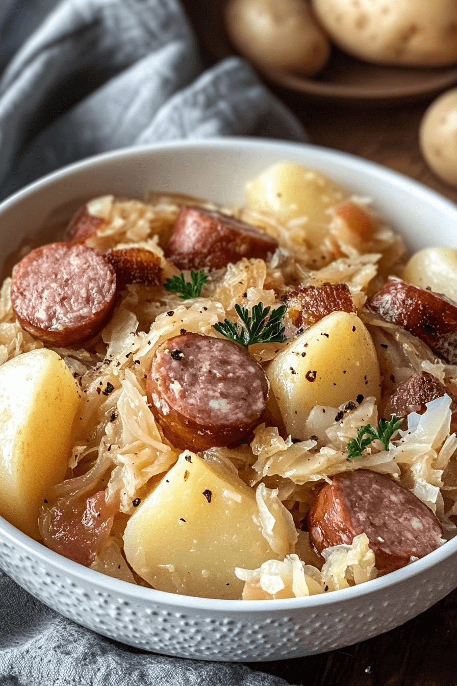 Polish sausage Sauerkraut and potatoes Taste Of Recipe