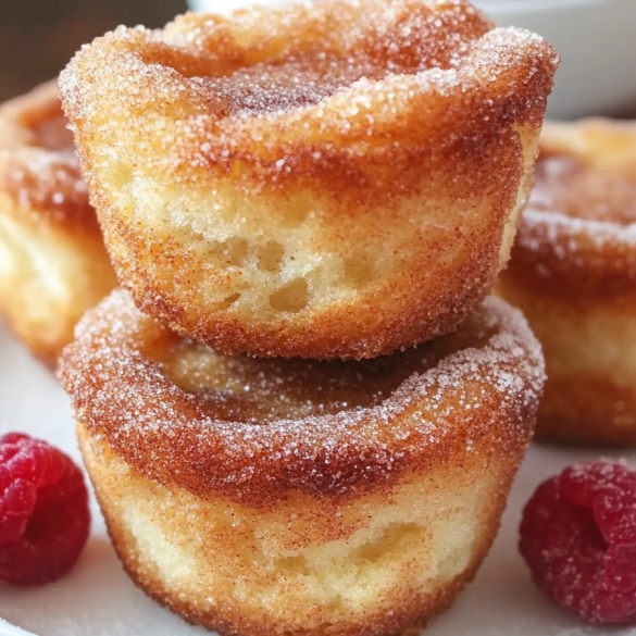Two cinnamon sugar French toast muffins on a plate