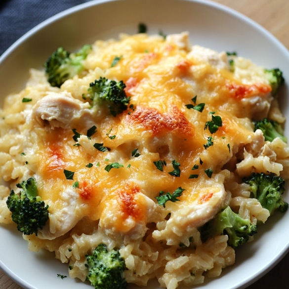 One Pot Cheesy Chicken Broccoli Rice Casserole