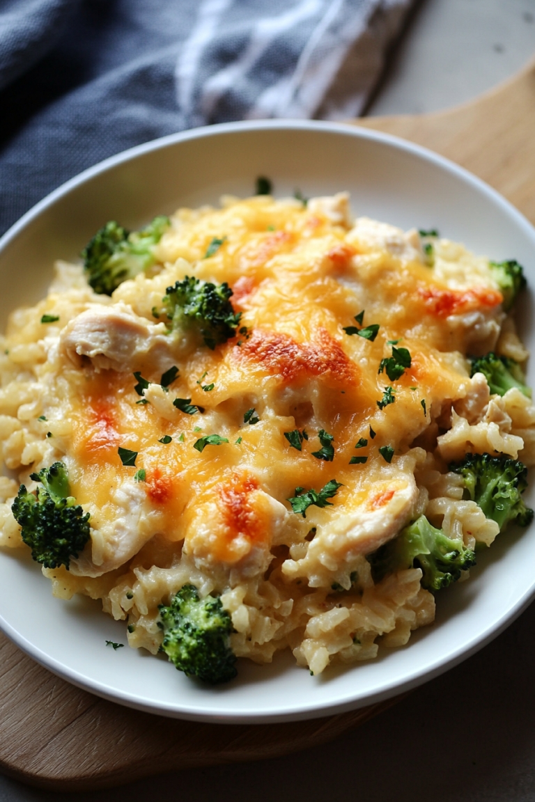 One Pot Cheesy Chicken Broccoli Rice Casserole
