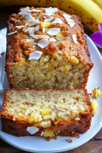 Hawaiian Banana Bread with Pineapple, Coconut & Macadamia Nuts
