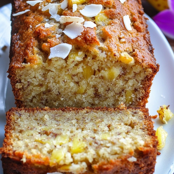 Hawaiian Banana Bread with Pineapple, Coconut & Macadamia Nuts