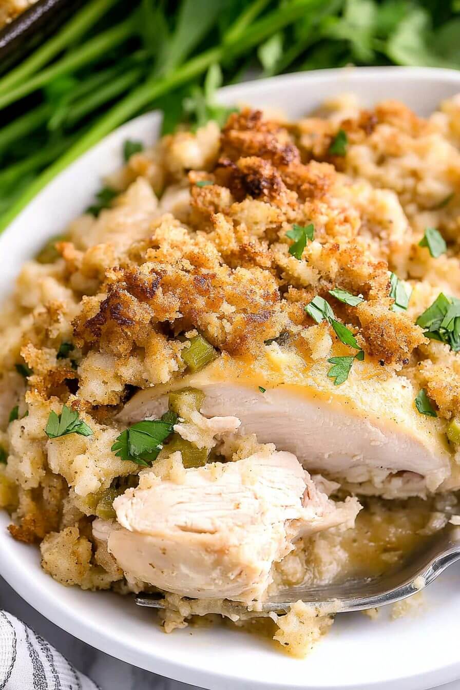 4-Ingredient Slow Cooker Chicken with Stuffing