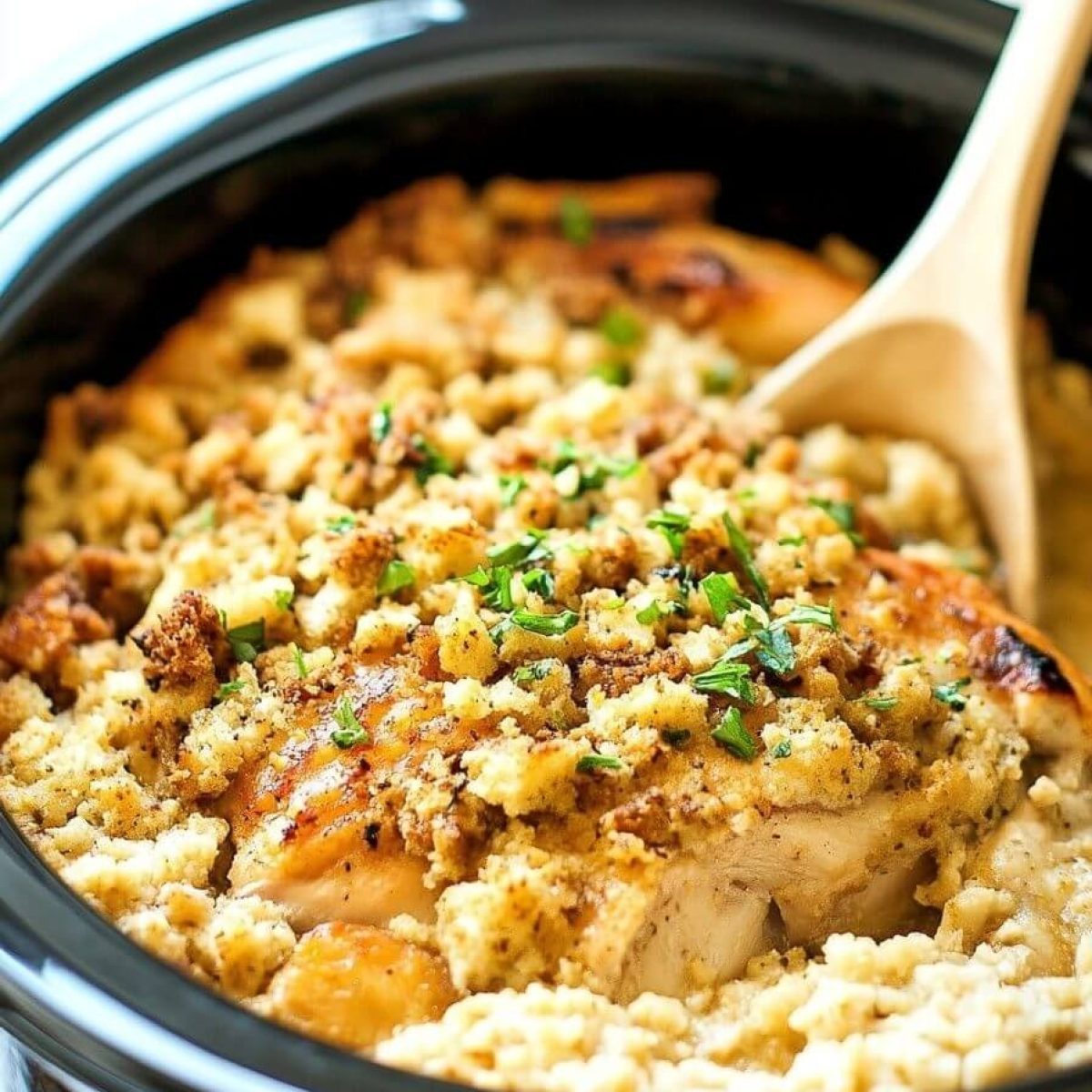 4-Ingredient Slow Cooker Chicken with Stuffing