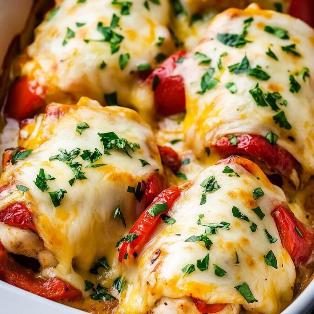 Cheesy Baked Chicken and Peppers