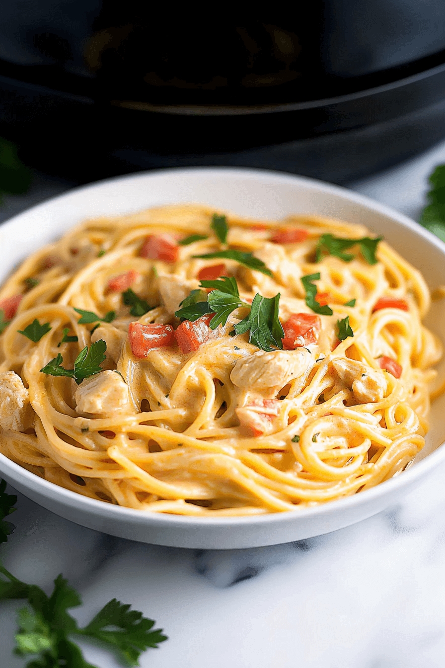 Creamy Crockpot Chicken Spaghetti 5 Creamy Crockpot Chicken Spaghetti