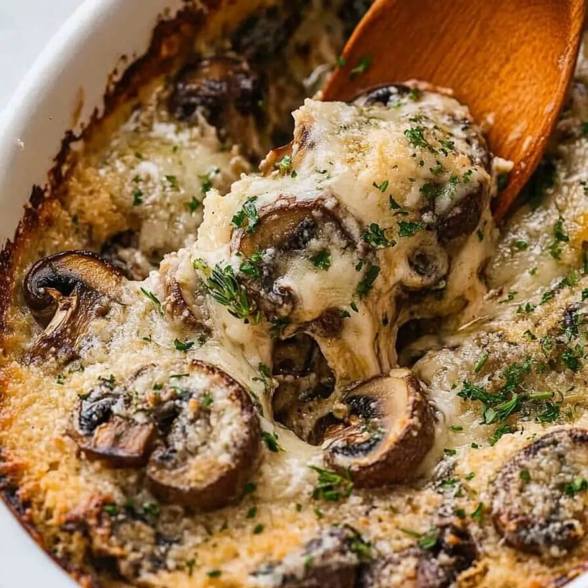 Baked Cheesy Mushrooms Casserole