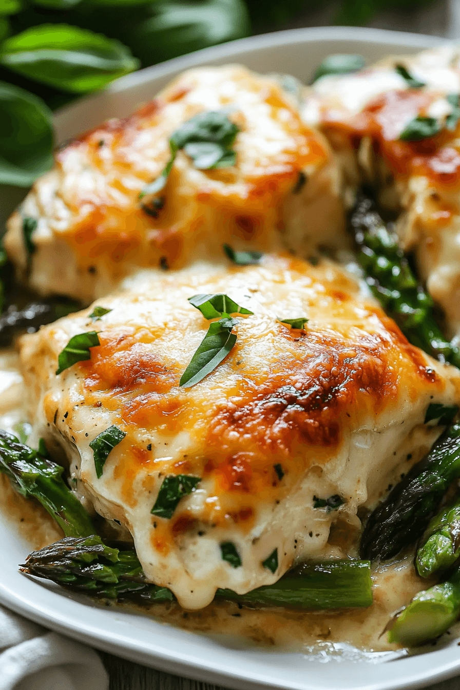 Caesar Chicken with Asparagus 5 One-pan cheesy Caesar chicken with asparagus