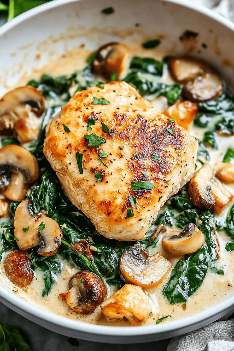 Chicken, Spinach and Mushroom Skillet