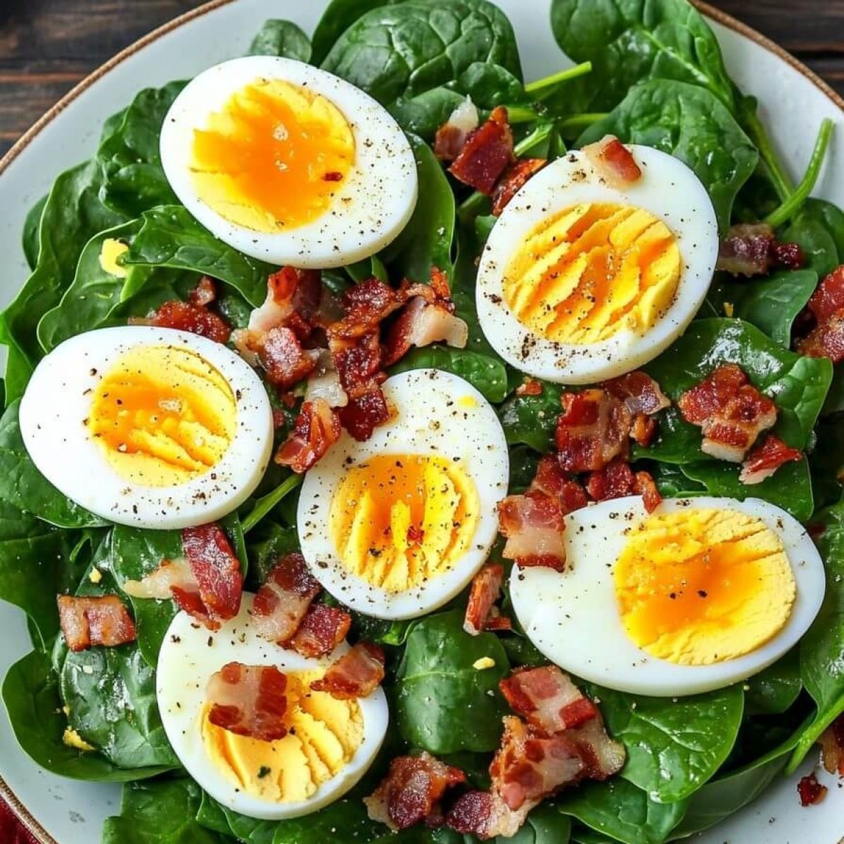 SPINACH SALAD WITH WARM BACON DRESSING