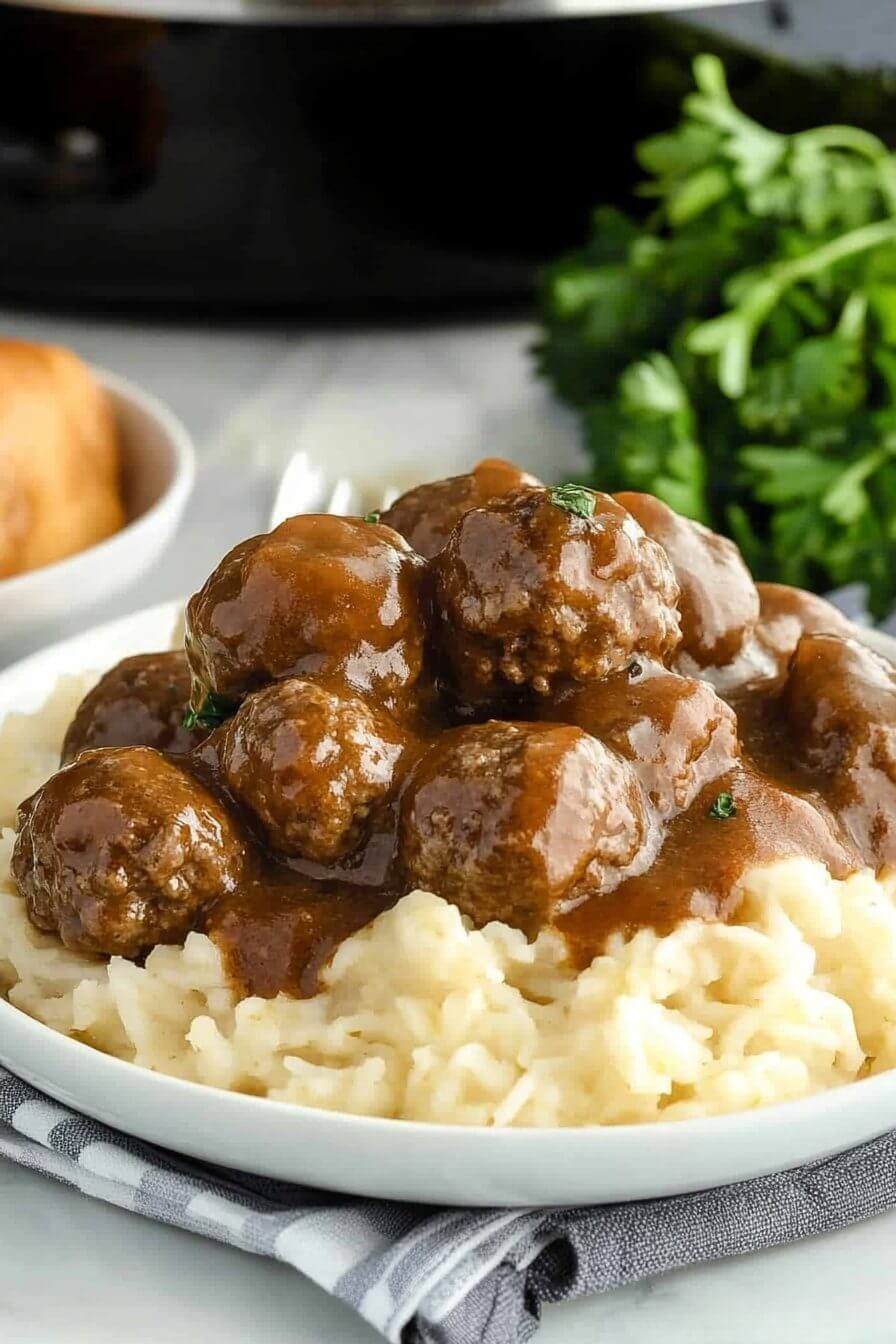 Slow Cooker Salisbury Steak Meatballs