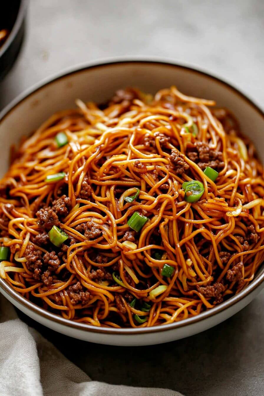 Slow Cooker Ground Beef Chow Mein