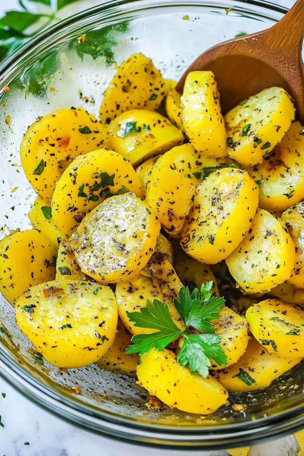 Patty pan squash and garlic in bowl