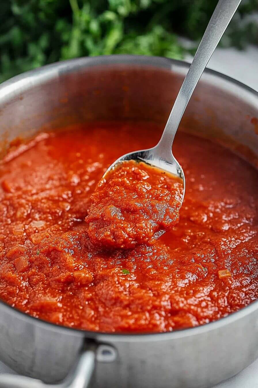 Homemade Spaghetti Sauce bubbling on the stove
