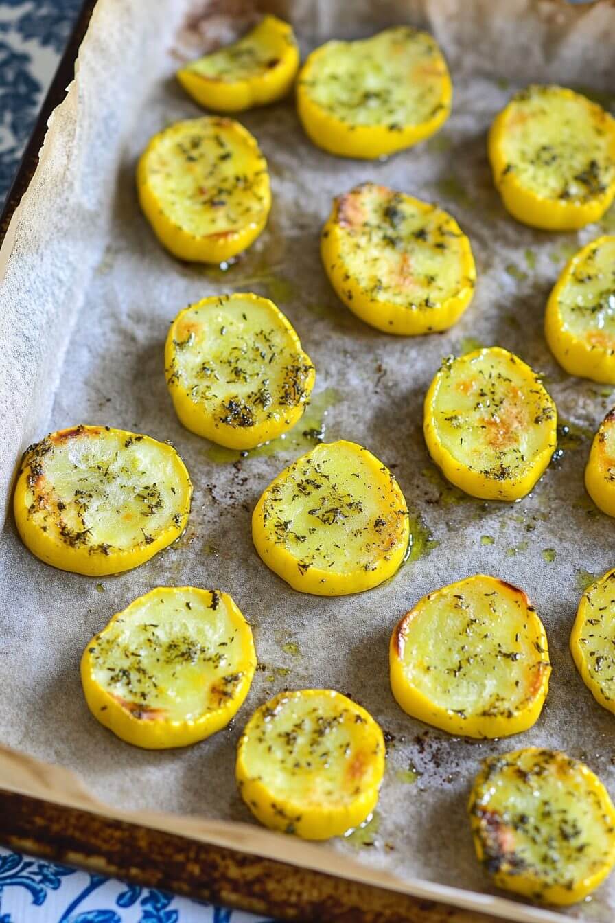 Sautéed Patty Pan Squash in Skillet
