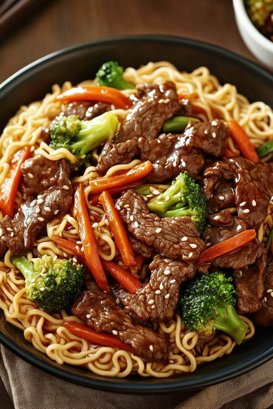 Mongolian Beef Stir Fry with Ramen