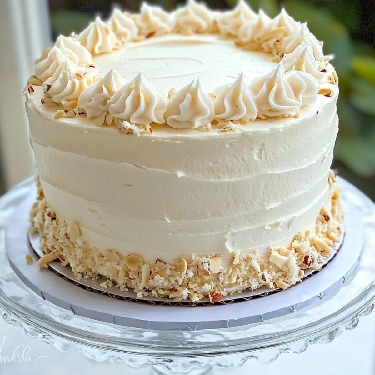 White Almond Wedding Cake