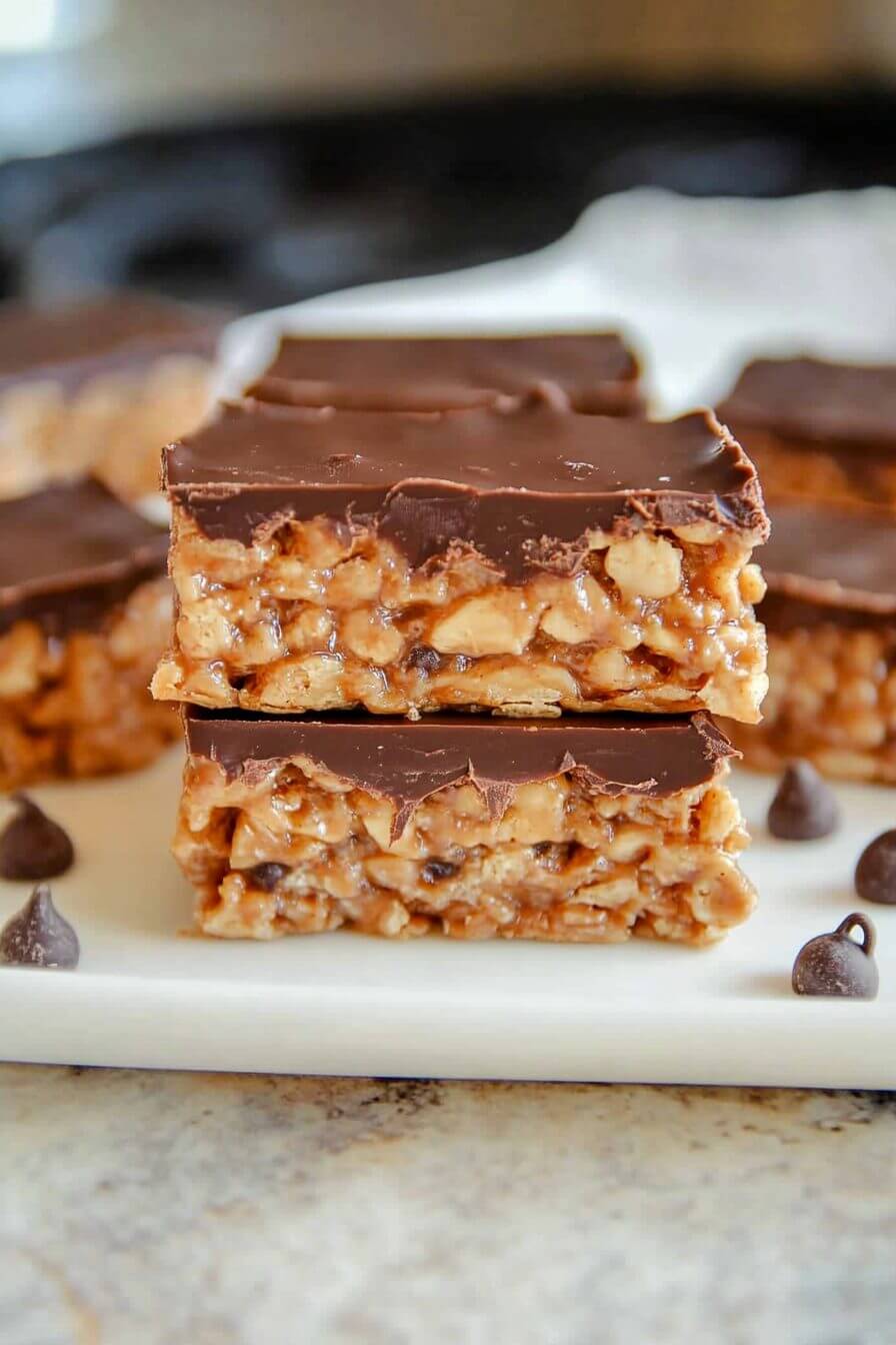 Peanut Butter and Chocolate Rice Krispie Treats
