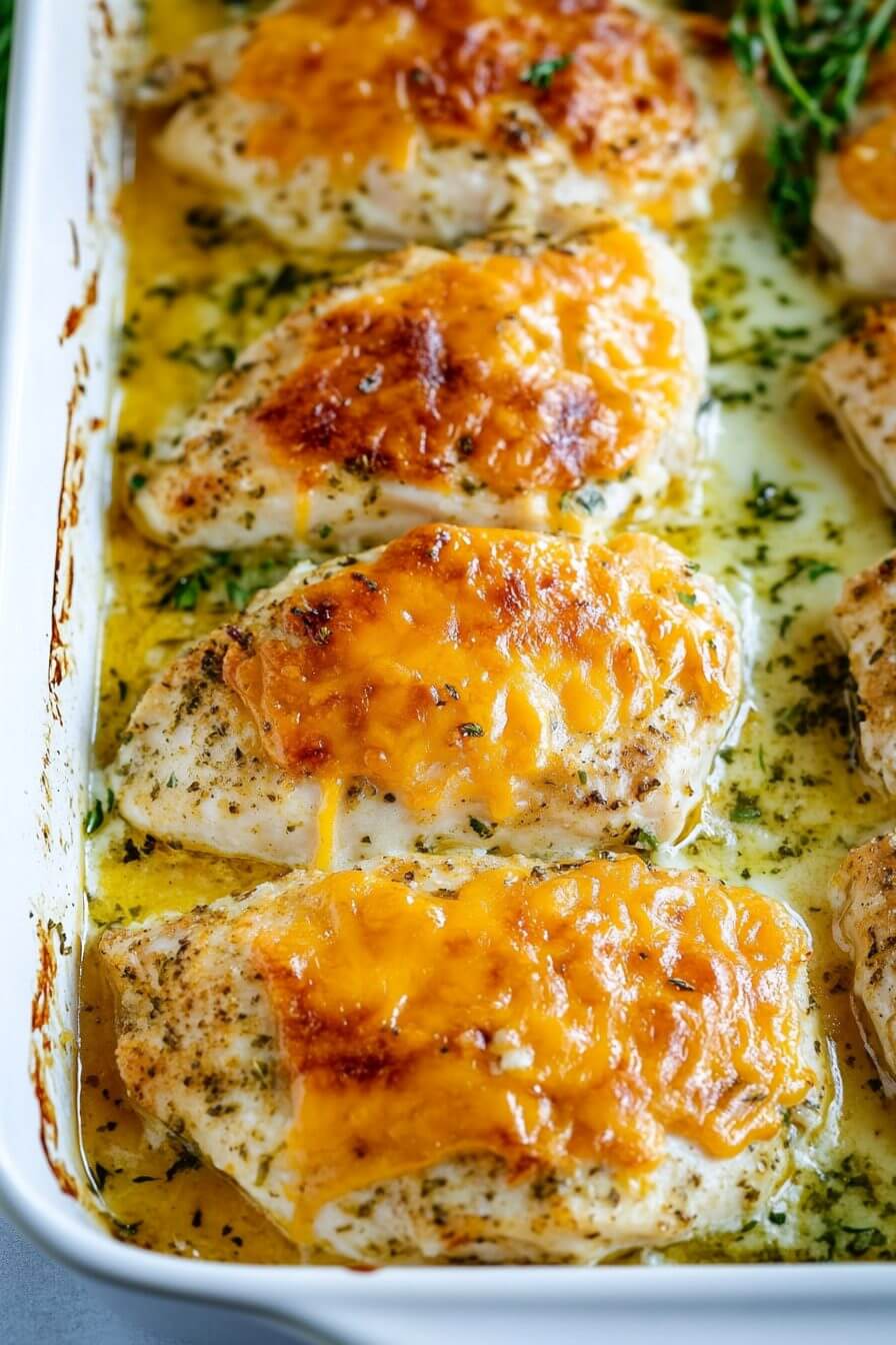 Golden baked chicken breasts