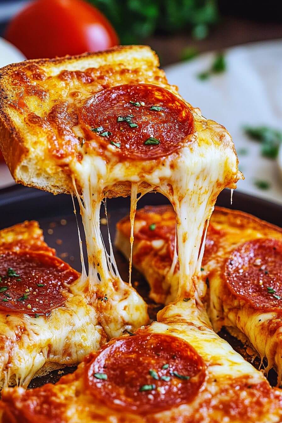 Close-up of Pizza Grilled Cheese Sandwich