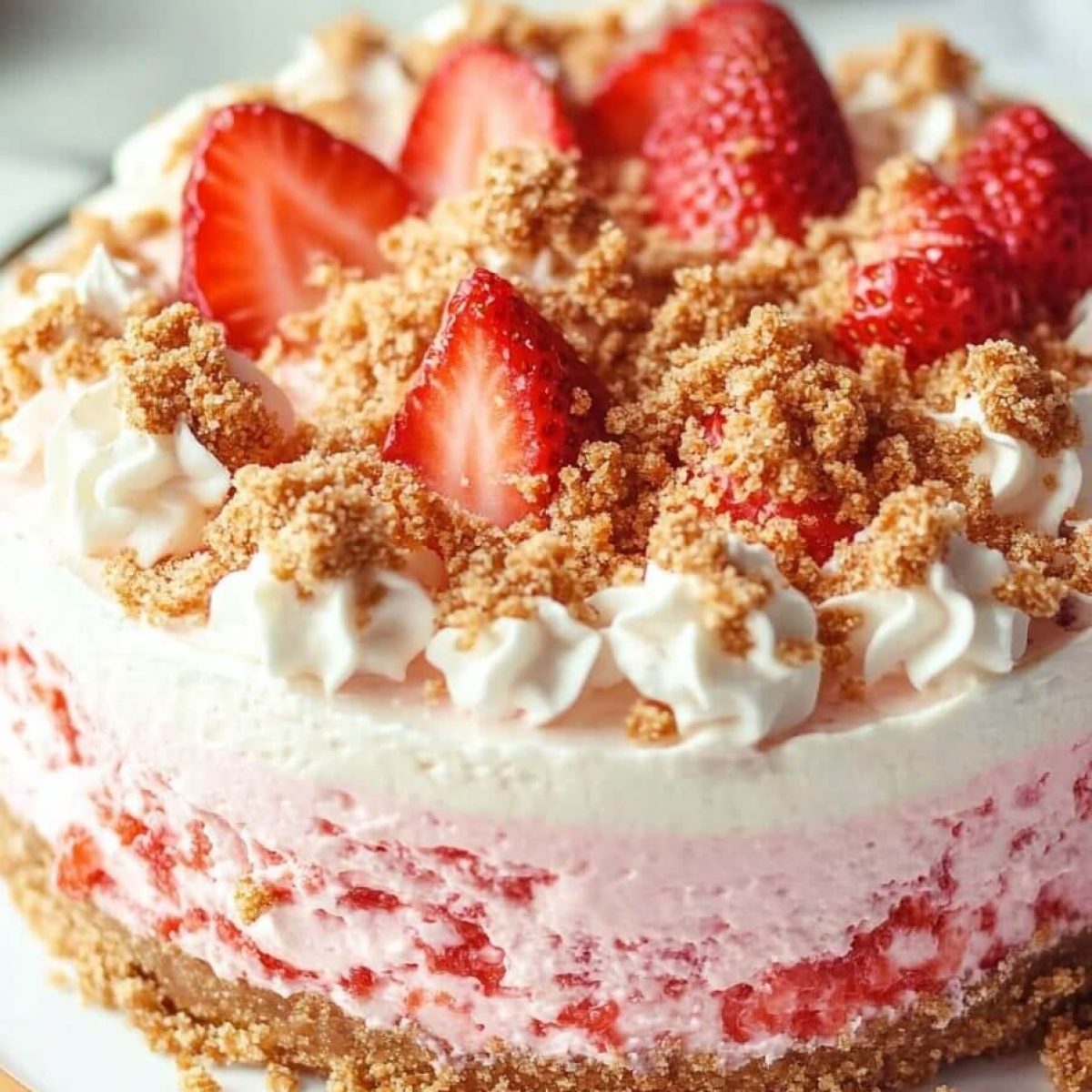 No-Bake Strawberry Crunch Cheesecake