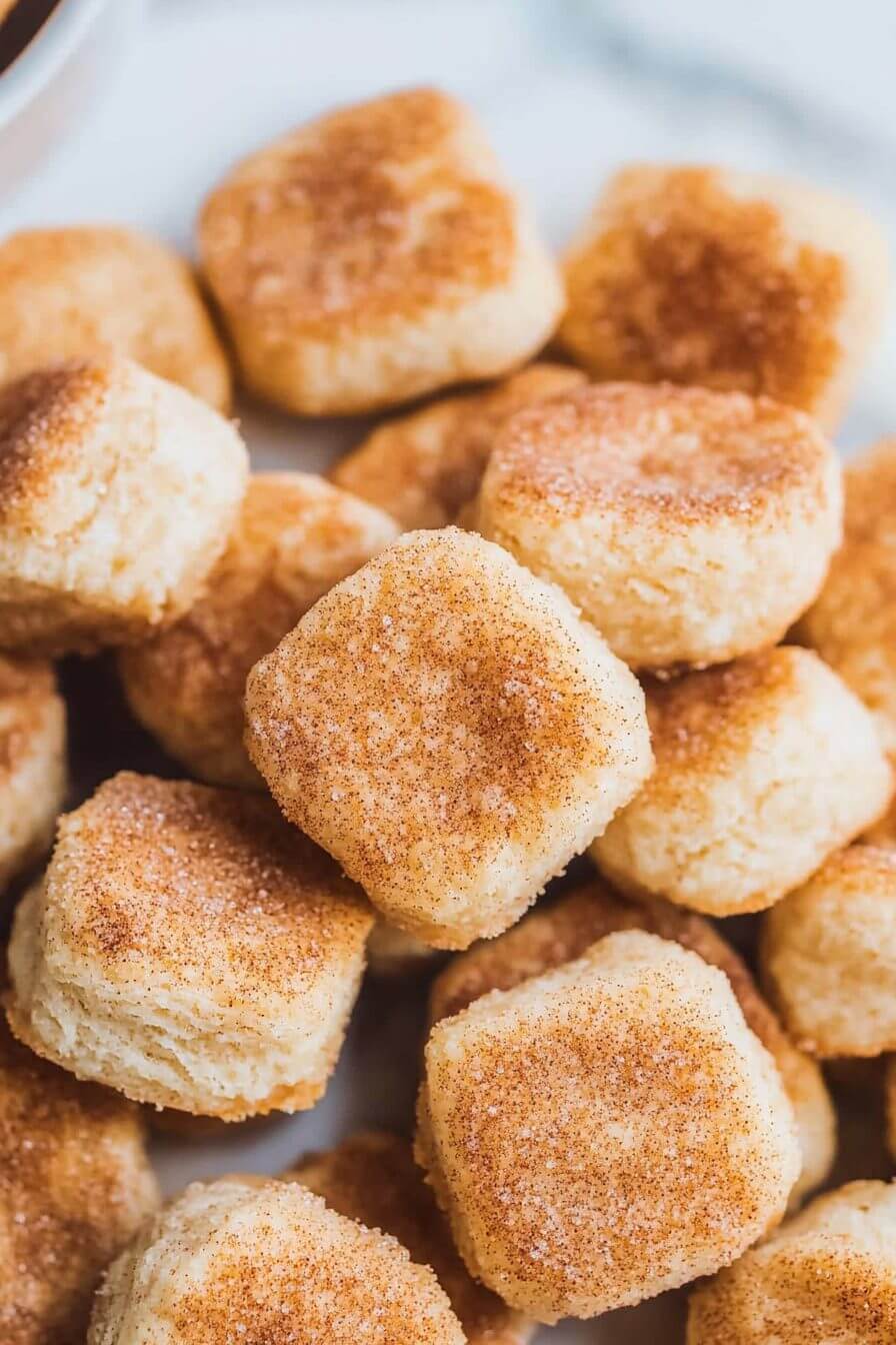 Close-up of cinnamon sugar biscuit bites