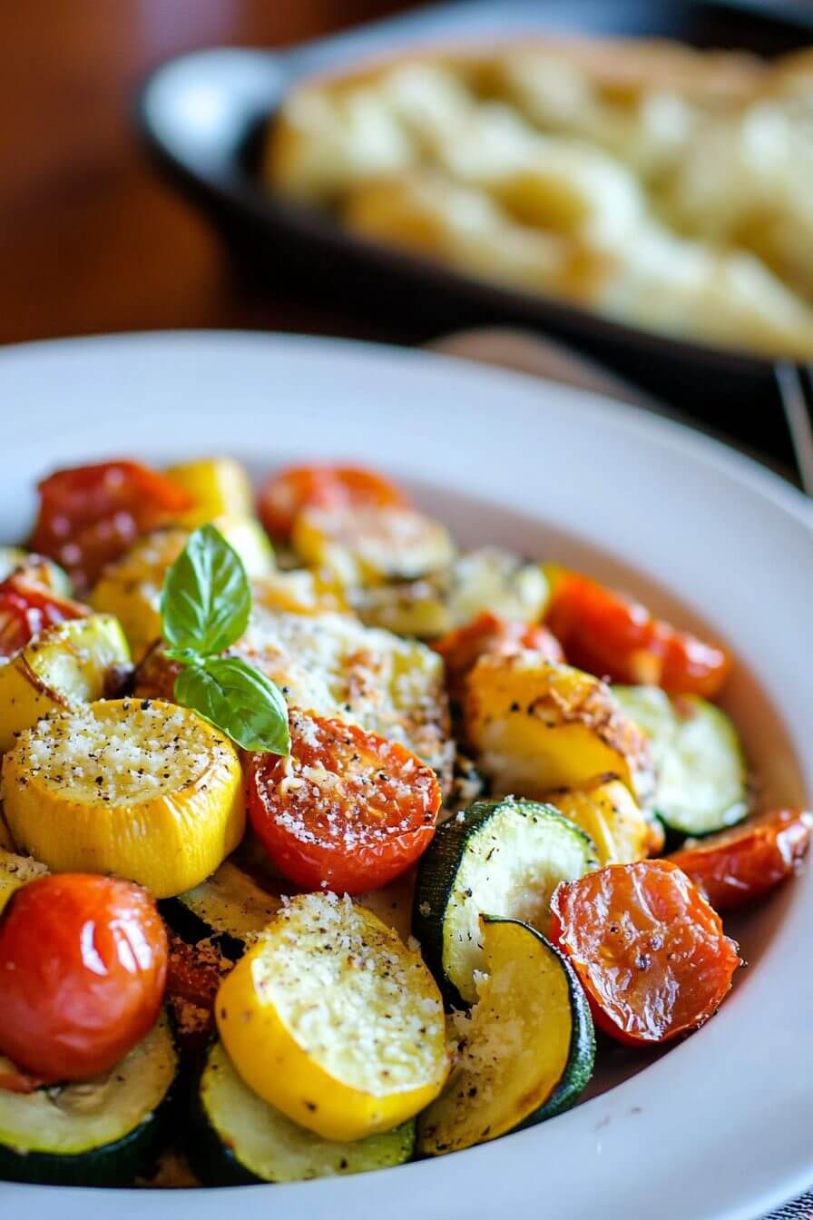 Roasted Garlic-Parmesan Zucchini, Squash & Tomatoes