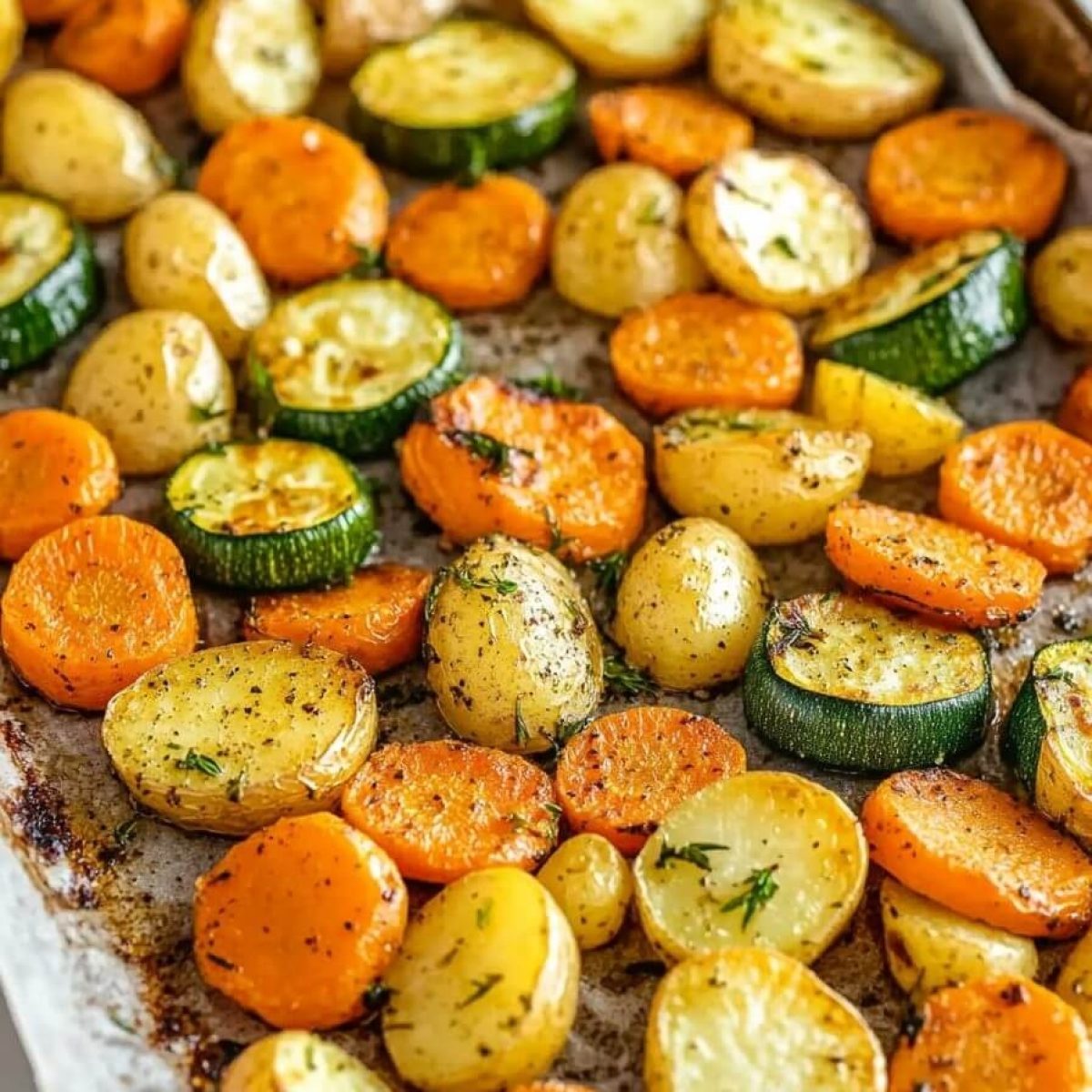 Garlic Herb Roasted Potatoes Carrots and Zucchini