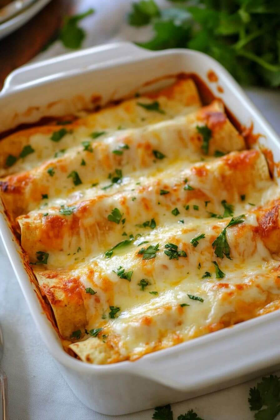 Chicken Enchiladas with Sour Cream White Sauce
