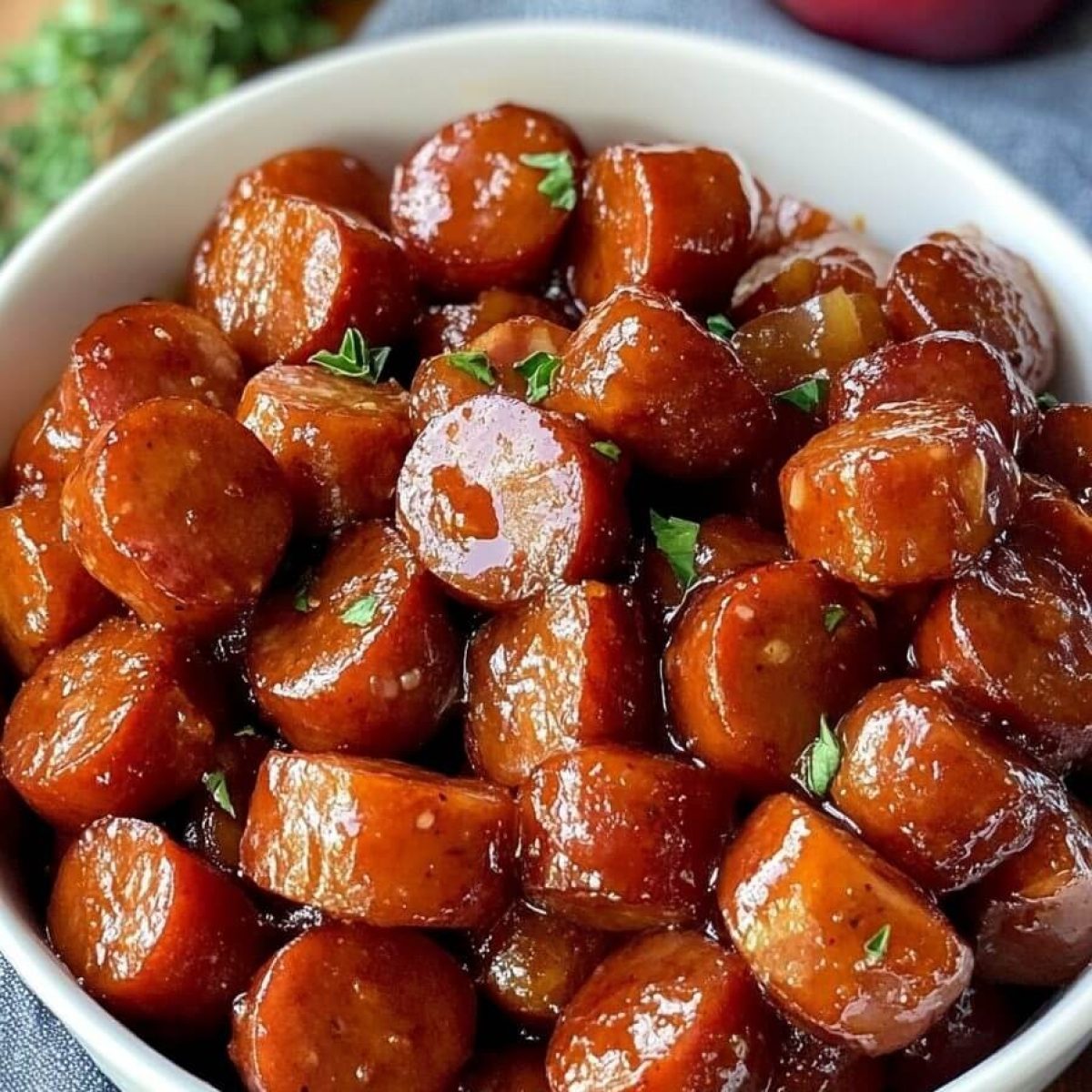 Slow Cooker Apple Kielbasa Bites