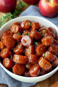 Slow Cooker Apple Kielbasa Bites
