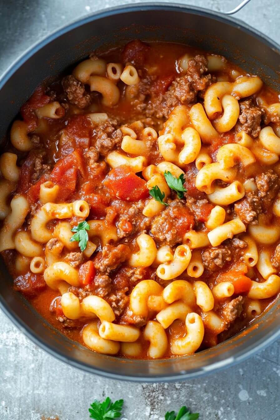 Top-down view of Old Classic Fashioned Goulash