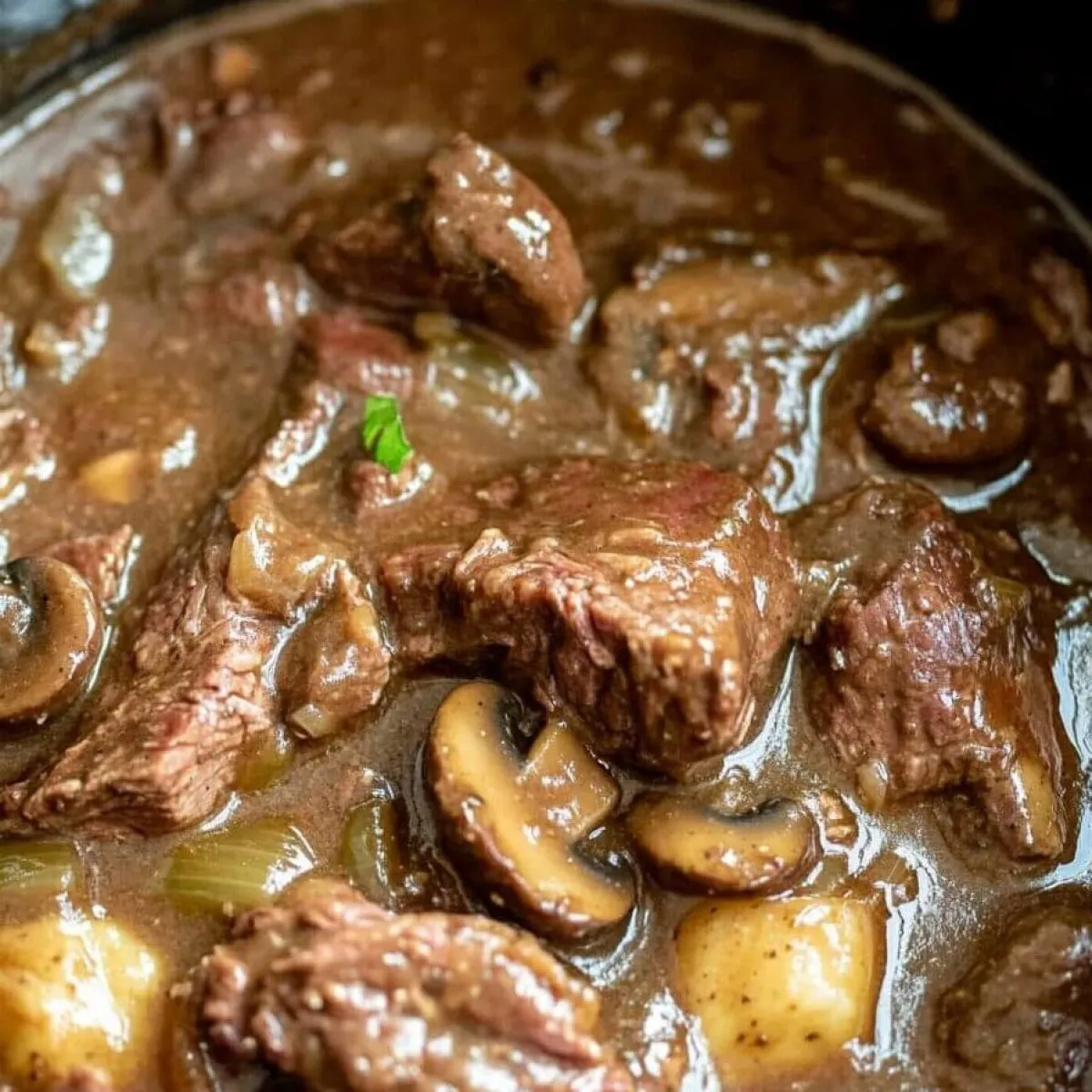 Melt In Your Mouth Beef Tips with Mushroom Gravy