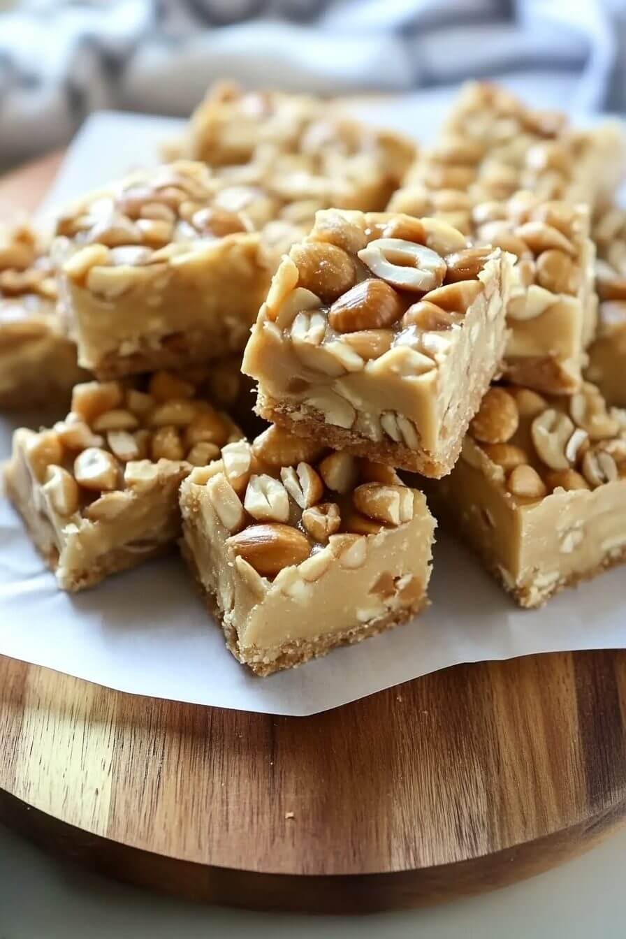 NO BAKE PAYDAY NUT SQUARES