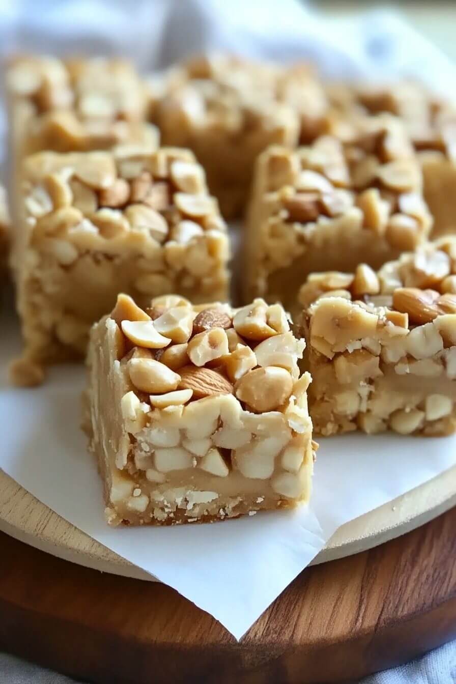 NO BAKE PAYDAY NUT SQUARES