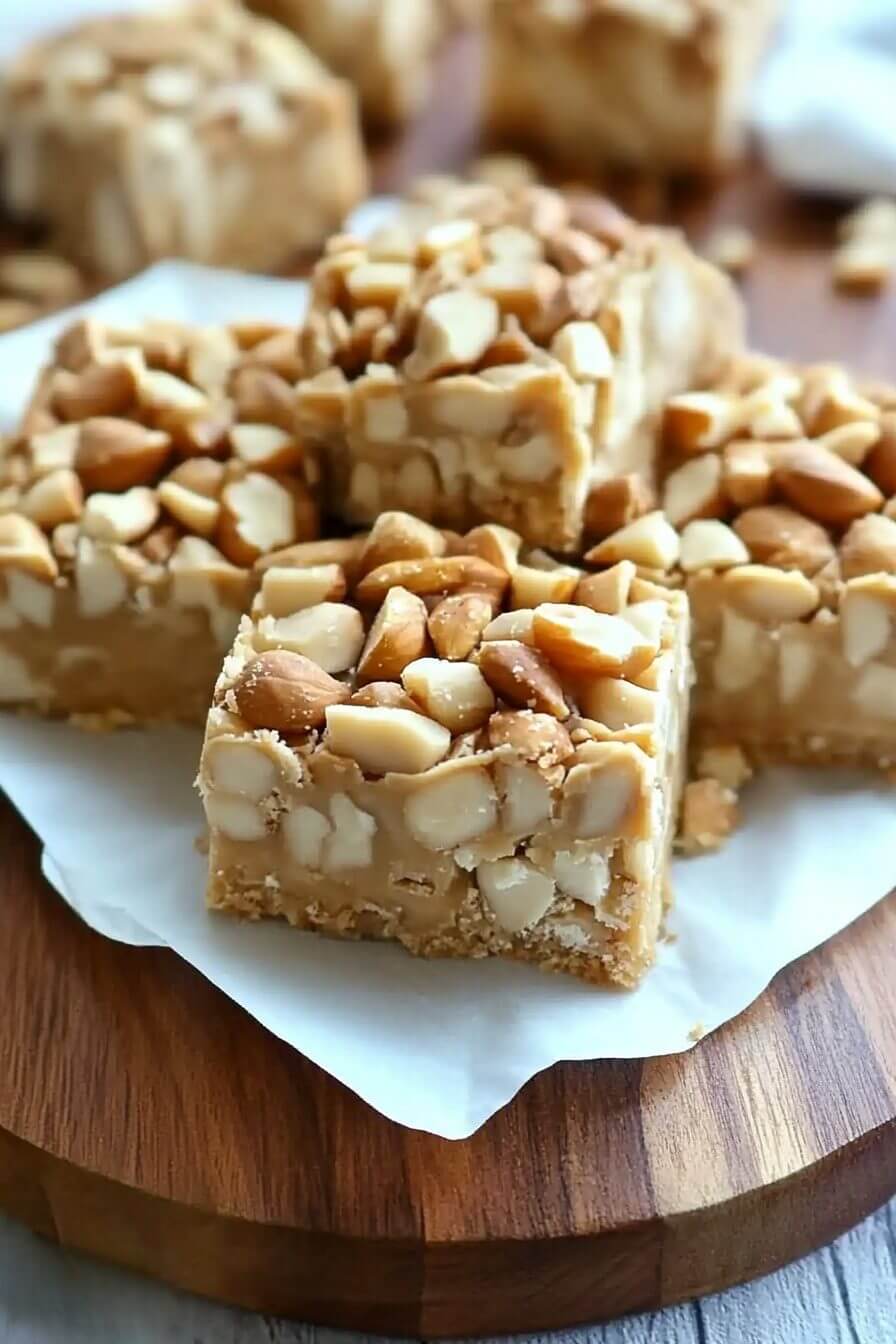 NO BAKE PAYDAY NUT SQUARES