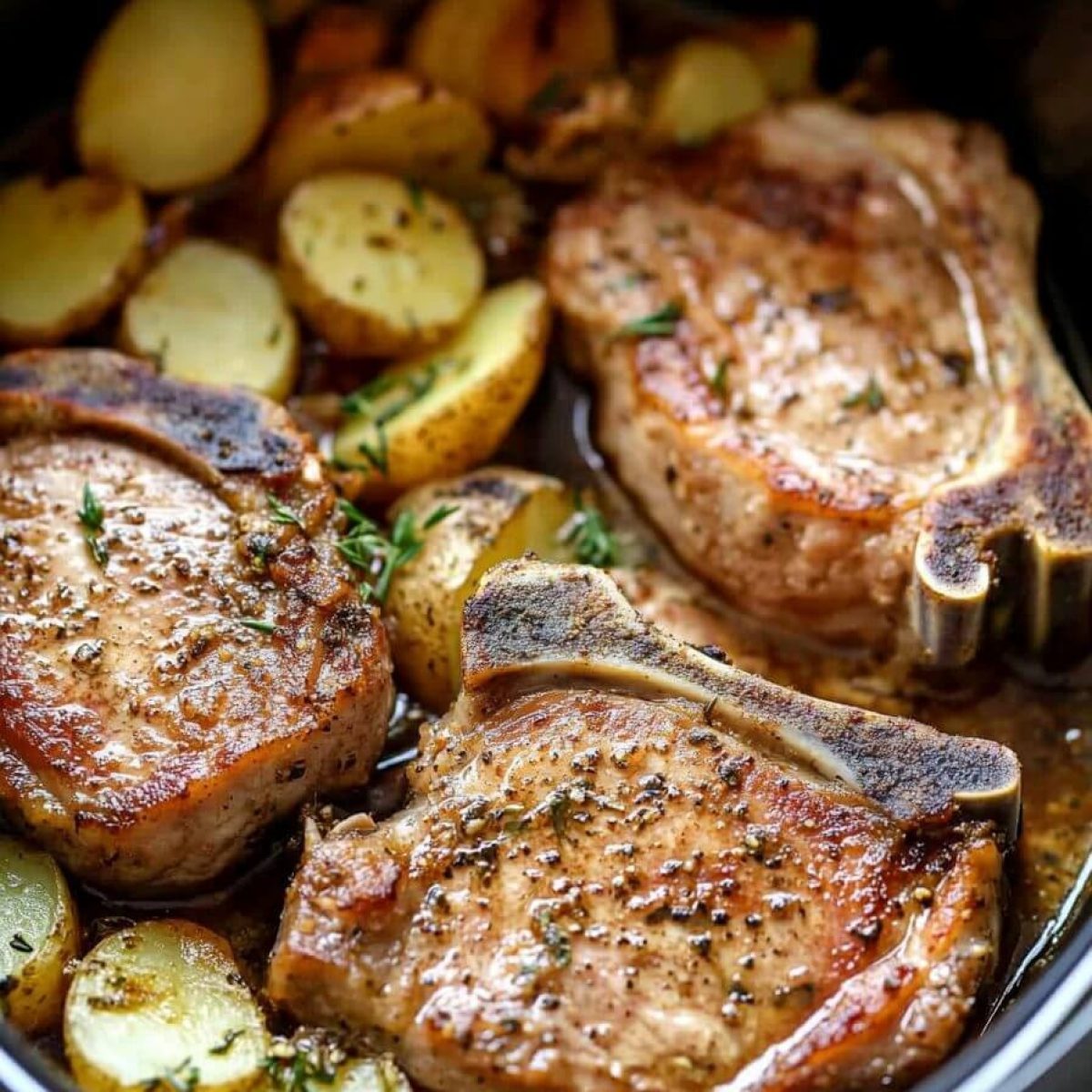 Crockpot Ranch Pork Chops and Potatoes