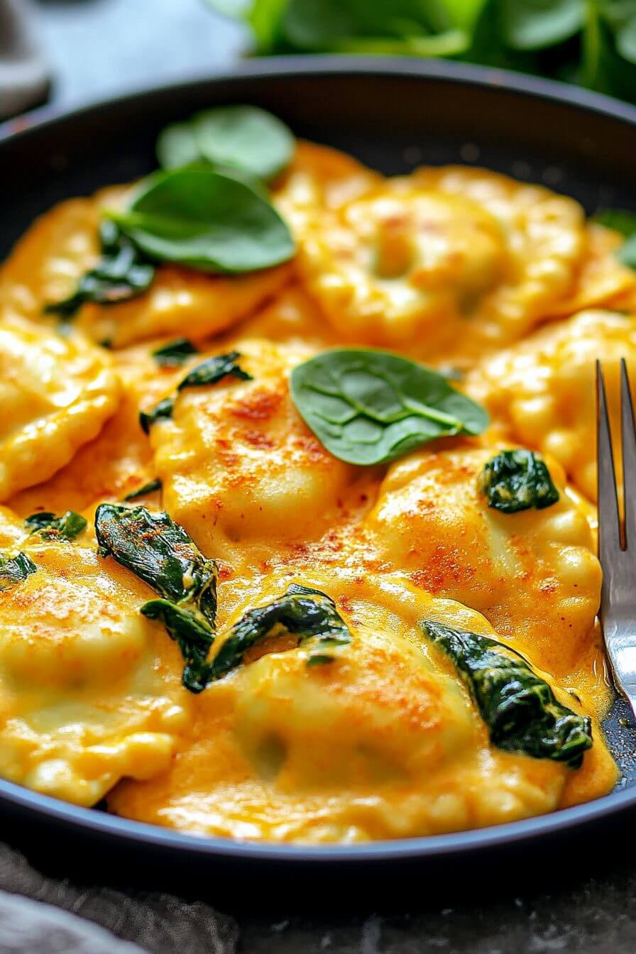 Pan with creamy, bubbling sauce