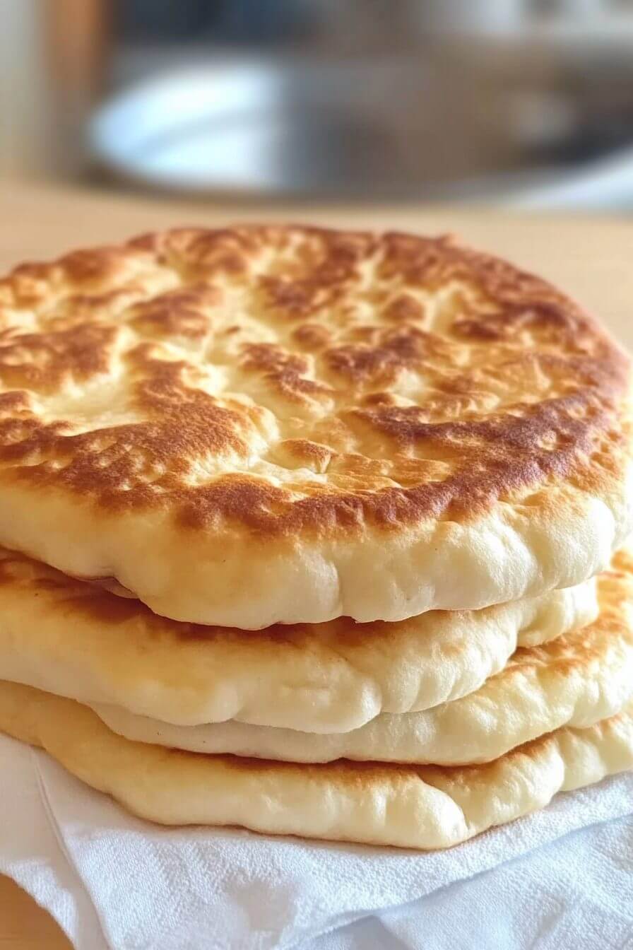 Stack of soft, fluffy skillet flatbreads