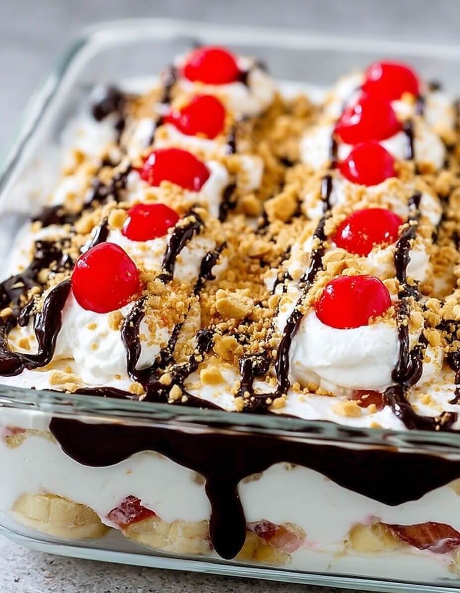 No-Bake Banana Split Cake